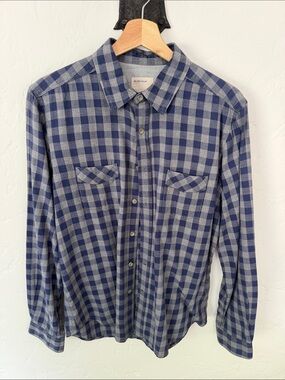 Life after denim flannel Men's Blue Check Button-Up Shirt